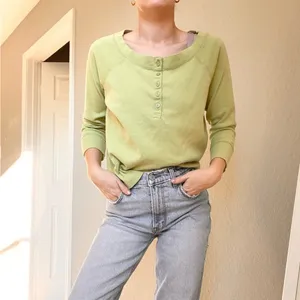 Vintage White Stag Green Quarter Sleeve Top thumbnail 5