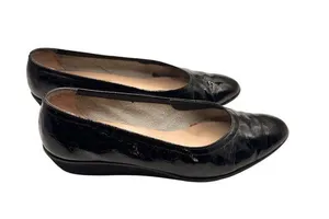 Salvatore Ferragamo Size 8.5 Black Croc Embossed Faux Leather Wedge Flats thumbnail 1