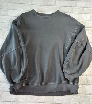 Aerie Crocheted back Oversized Woman’s Crewneck Sweatshirt - Charcoal Gray thumbnail 1