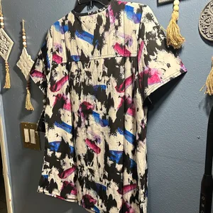 Dickies Multicolor Abstract Scrub Top Sz Large. NWT thumbnail 7