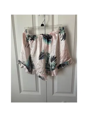 SAPJON L Pink & Green Leaf Print Pajama Set Size L thumbnail 5