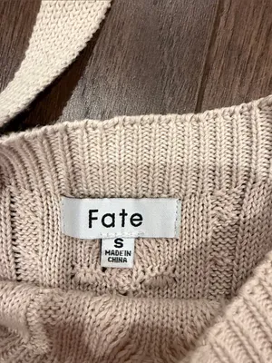 Fate Cropped Cable Knit Sweater & Tank Set in Beige Size Small - C27-183 thumbnail 8