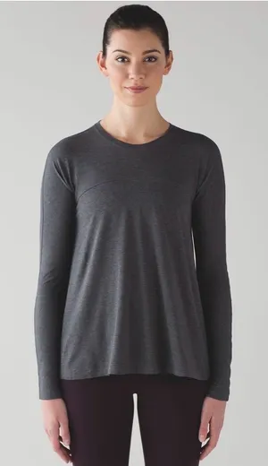 Lululemon Acadia Long Sleeve Heathered Pitch Grey Athletic Active Top Shirt thumbnail 1