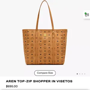 MCM Arena Top Zip Shopper Visettos Cognac thumbnail 15