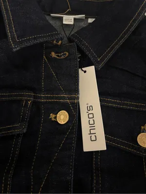 Chico's Denim Jean Jacket with Contrast Stitching Size: L thumbnail 4