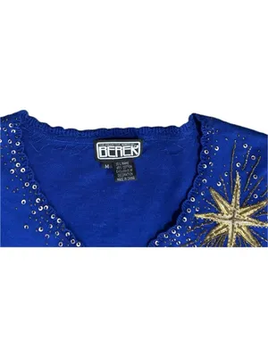 VTG Berek 2 M Sweater Gustav Klimt Christmas 3 Kings Wise Men Magi Nativity Ugly thumbnail 8