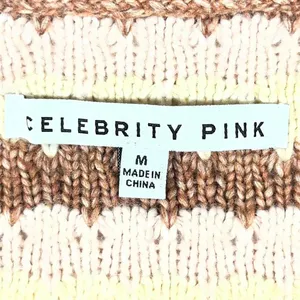 Celebrity Pink‎ Striped V Neck Crop Cardigan Sweater Women M Rose Button Front thumbnail 7