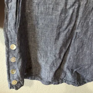 Tahari Linen Tunic Top Button Accent 3/4 Sleeve Blouse Blue V-Neck‎ Womens 1X thumbnail 2