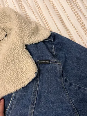 Calvin Klein Jeans Denim Shearling Jacket Jean coat trendy fall thumbnail 3