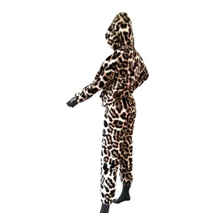 Microfiber Leopard Pajama Set Hoodie Joggers Loungewear Sleepwear Animal Primt thumbnail 7