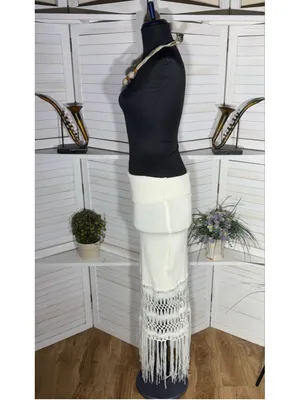Vintage Y2K cotton knit dress strapless fringes boho coquette coastal cowgirl S thumbnail 12