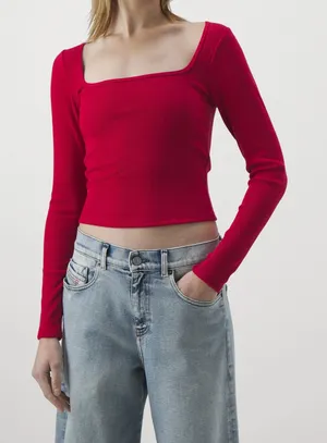 Hollister Ribbed Long Sleeve Top Crop S thumbnail 1