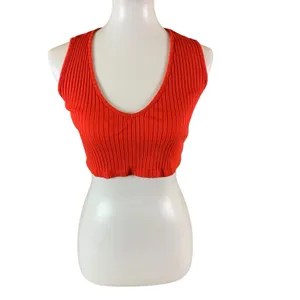 Urban Outfitters Red Ribbed Cropped Tank Top Small Y2K Stretch Knit Festival thumbnail 2