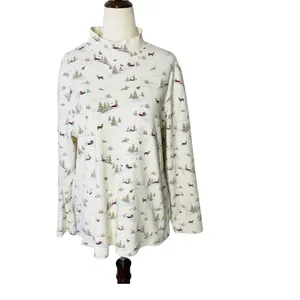 VINTAGE CROFT & BARROW Snowy Granny Turtleneck Top thumbnail 2