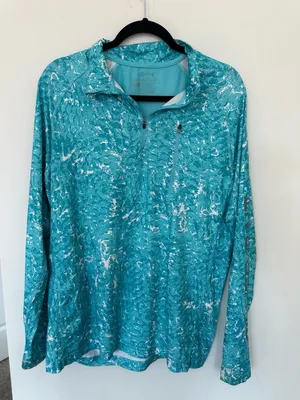 Silver Bait Long Sleeve 1/4 Zip Athletic Pullover Shirt Teal White Camo thumbnail 3