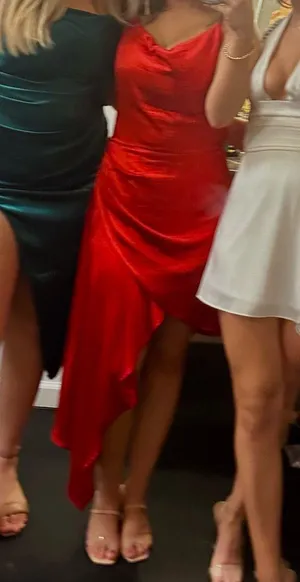 Red Mini/Midi Silk Dress Size M thumbnail 1