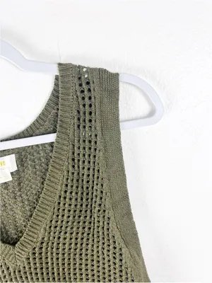 ANTHROPOLOGIE Maeve V-Neck Open-Stitch Knitted Tank Top Size Medium Boho Casual thumbnail 7