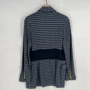 Cabi Checkup Blazer Jacket Womens Medium Navy‎ Blue Gingham Check Stretch Formal thumbnail 2