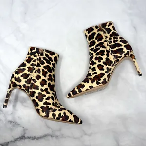NEW Sophia Webster Rizzo Leopard Calf Hair Pointed Toe Mid Height Ankle Boots 37 thumbnail 8