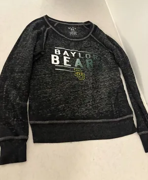 Baylor Bears Sweatshirt Women's Small Charcoal Gray Blue 84 Long Sleeve Boatneck thumbnail 1