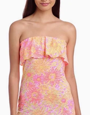 Lilly Pulitzer Wakely Floral Ruffle Tube Top Small thumbnail 1