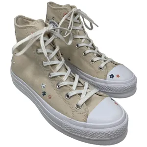 Converse Chuck Taylor Platform Beige Tan Embroidered Floral Flower Womens 11 thumbnail 1