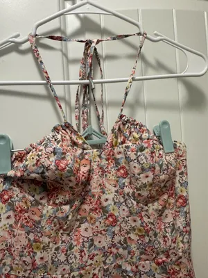 Halter Top Pink Maxi Floral Dress thumbnail 2