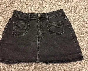 White Fox Boutique Black Denim Mini Skirt thumbnail 1