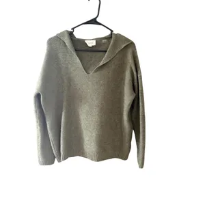 Korye‎ Womens Olive Green Hooded V-Neck Knit Sweater Casual Outdoors Small thumbnail 2