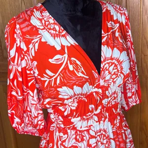 Abel the Label Floral Print Puff Sleeve Smocked Waist Mini‎ Dress Size Medium thumbnail 4