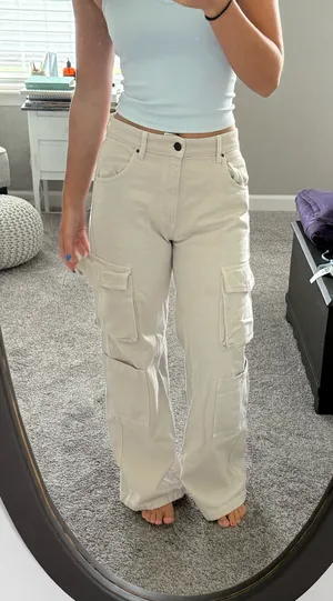 Cotton on cargo wide leg jeans thumbnail 1