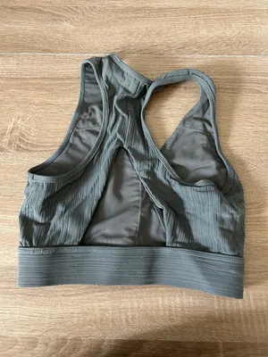 Mono B Gray Ribbed Racerback Sports Bralette thumbnail 3