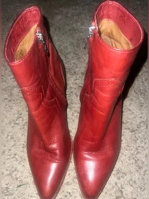 Frye Flynn Inside Zip Short Boots Red Clay Leather Western Festival Boho Size 7 thumbnail 3