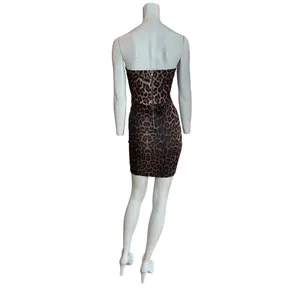 Roly Poly Leopard Print Strapless Mini Dress Brown Black Size M NWT thumbnail 2