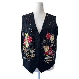 Vintage ‘90s Karen Scott Y2K Millennium Beaded Sequined Embroidered V-Neck Vest thumbnail 2