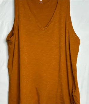 Madewell cotton mix Sleeveless Tank Top Women's rust brown Size L. thumbnail 1
