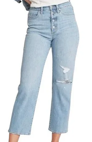 Universal Threads Vintage Straight Button fly Distressed Cropped Jeans thumbnail 1
