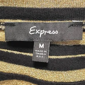 Express‎ Womens Striped Long Sleeve Crew Neck Top Gold Metallic Black Size M thumbnail 5