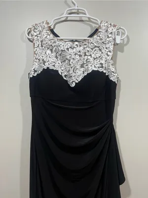 Alex Evenings Black Ruched Ruffle Dress Size 6 thumbnail 2