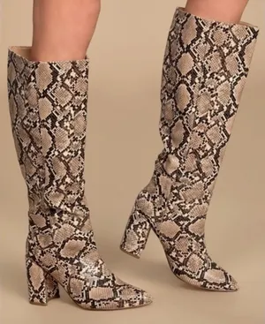 Lulus Katari Tan Snake Pointed-Toe Knee High
Boots 6.5 thumbnail 1