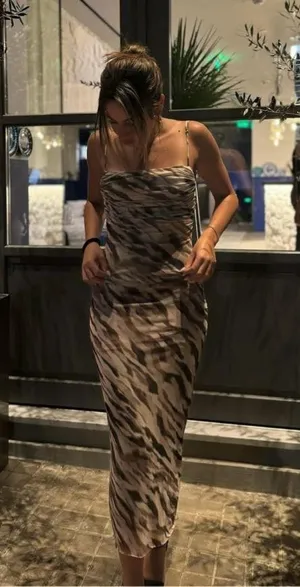 Zara Dress maxi mesh bodycon cheetah animal print Leopard evening date casual thumbnail 5