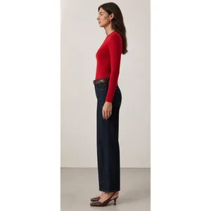 Alice + Olivia Ciara Bright Red‎ Ribbed Cropped Pullover Sweater XS thumbnail 7