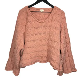 POL Sweater Cable Knit Oversized Pullover Peach Pink Womens Size Medium thumbnail 1