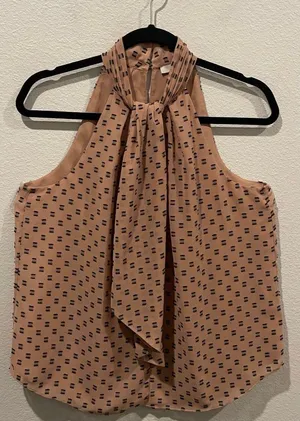 Joie Leikyn Sash Tan Black Halter Blouse thumbnail 3