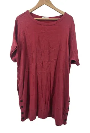 Madewell‎ Tunic Womens XL Red G7783 Side Button Short Sleeve Viscose Crepe Top thumbnail 1