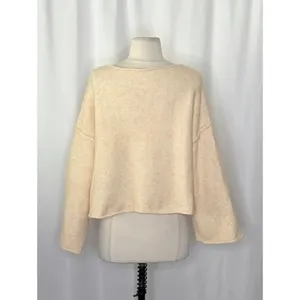 ZARA Bateau Neck Cropped Sweater Wool Solid Ivory‎ Pullover Knit Knitwear Small thumbnail 8
