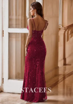 Revolve Stacees Red Beaded Prom Dress thumbnail 2