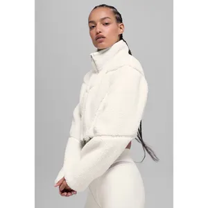Alo Yoga Sherpa Cropped Slope Side Jacket Ivory S thumbnail 3