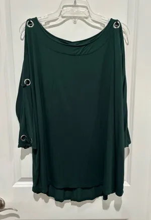 Cable & Gauge Forest Green Blouse, Sz 1X thumbnail 1