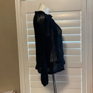 Chic Black Sheer Button-Down Women's Shirt thumbnail 2